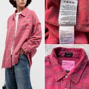 R13 Chemise Shredded – Framboise Plaid